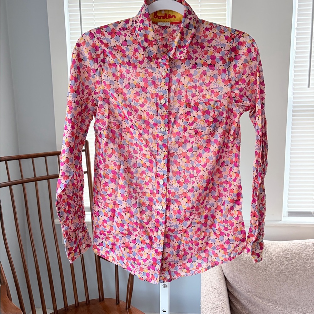 Boden Multicolor Floral Button-Down lightweight cotton Shirt size 4 - Picture 2 of 7